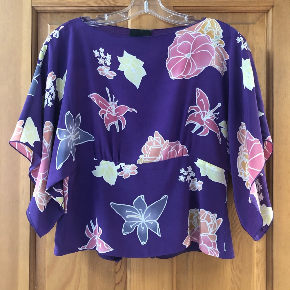 Anna Sui Purple Floral Blouse
